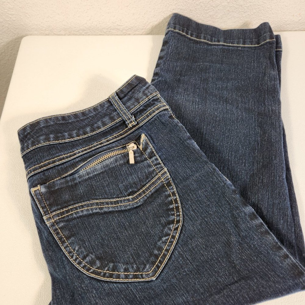 Gloria Vanderbilt Stretch Jeans Size 6 Blue Cropped Leg Embelished Pockets - Picture 2 of 13